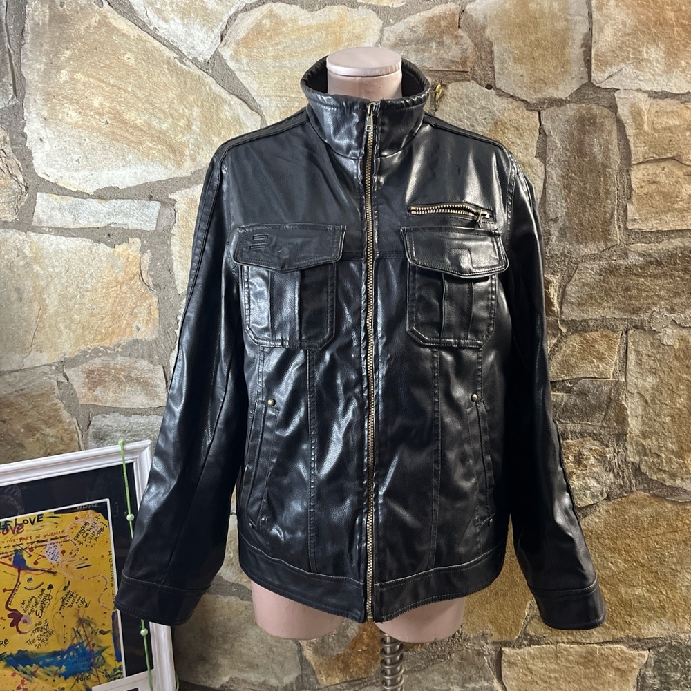 NWOT BKE Slim Fit Faux Leather Biker Jacket